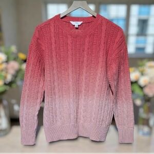 Pink Ombre Cable Knit Sweater